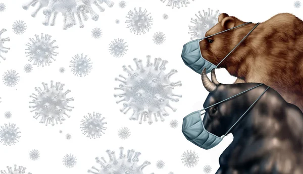 Beurzenvirus Angst Stier Dragen Economische Crisis Zieke Financiële Gezondheid Als — Stockfoto