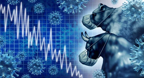 Ekonomisk Pandemi Och Coronavirus Ekonomi Eller Virus Utbrott Och Aktiemarknaden — Stockfoto