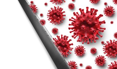 Virus spread control disease restriction and prevent viruses travel restrictions due to contagious virus spreading across the border with soaring infections as a wall blocking the influx of disease as a 3D render. clipart