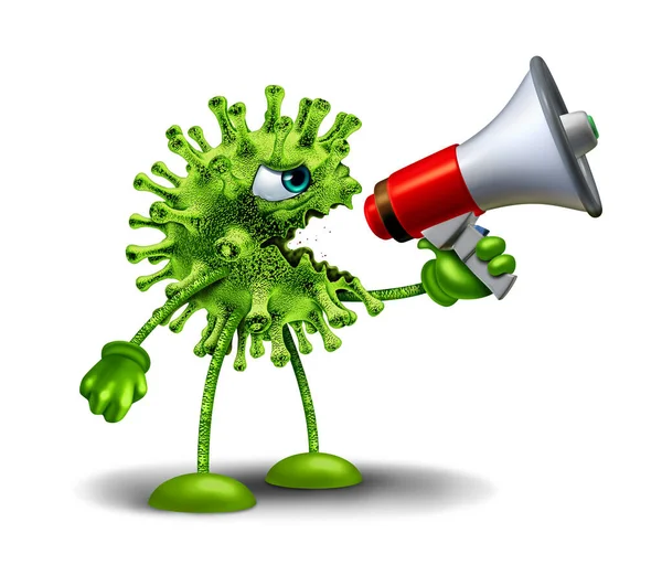 Personaggio Del Virus Che Annuncia Pericolo Pandemia Epidemia Come Coronavirus — Foto Stock