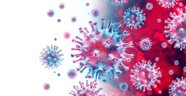 Coronavirus pandemic spread and outbreak or coronaviruses influenza background as dangerous flu strain cases as a pandemic medical health risk concept with disease cells as a 3D render. clipart