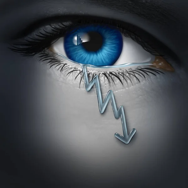 Economic Depression Depressed Investor Tear Drop Shaped Falling Financial Graph — Stock Photo, Image