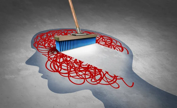 Declutar Mente Eliminar Ansiedad Solución Psicológica Pensamiento Negativo Reducir Estrés —  Fotos de Stock