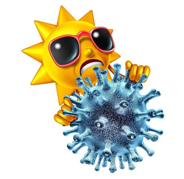 Summer Virus Effects Coronavirus Pandemic Outbreakduring Summertime Activites Sad Hot — Stock Photo, Image