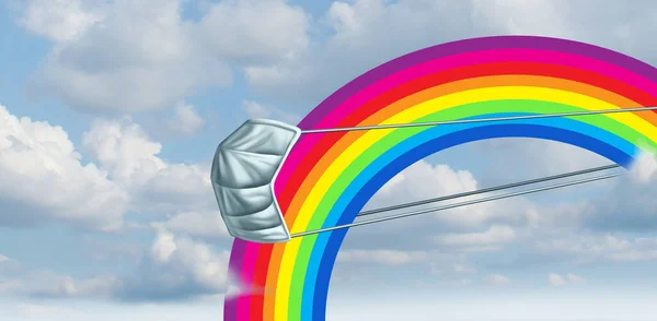 Hoop Regenboog Achtergrond Wolken Als Een Als Een Herstel Van — Stockfoto