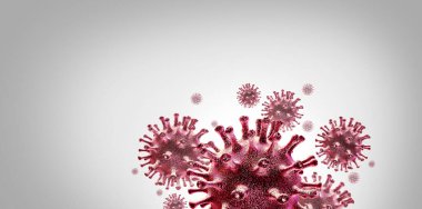 Covid-19 outbreak and coronavirus influenza background as dangerous flu strain cases as a pandemic medical health risk concept with disease cells as a 3D render clipart