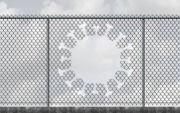 Virus Freedom Lockdown Escape Concept Chain Link Fence Hole Shaped — Stock Photo, Image