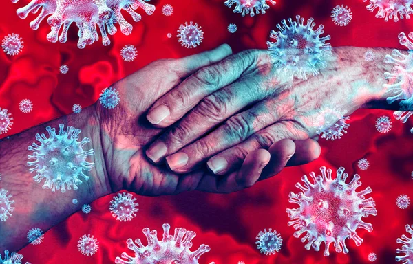 Covid Och Seniorer Som Äldre Coronavirus Utbrott Patient Med Vårdgivare — Stockfoto