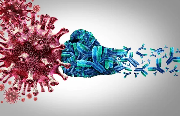 Virus Antilichaam Immunoglobuline Concept Als Antilichamen Aanvallen Besmettelijke Viruscellen Pathogenen — Stockfoto