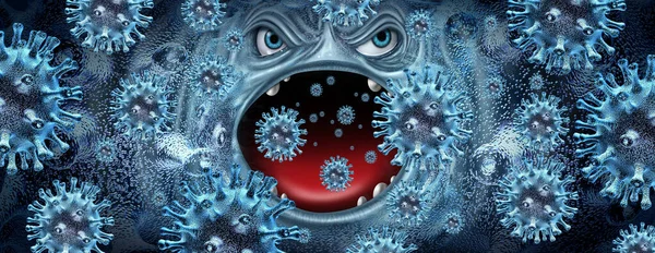 Virus Monster Coronavirus Covid Danger Influenza Flu Spread Illustration — Stock Photo, Image