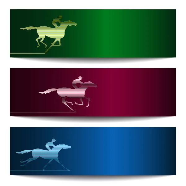 Conjunto de banner com corrida de cavalos —  Vetores de Stock