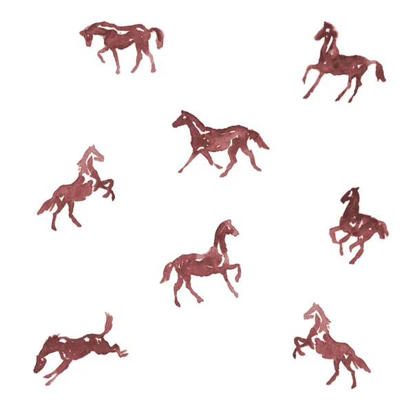 Watercolor horses. Vector — Stock Vector