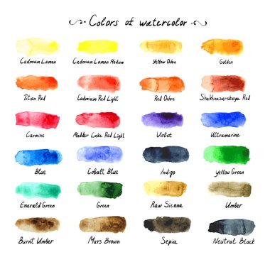 Suluboya renkler. Sanatsal paleti