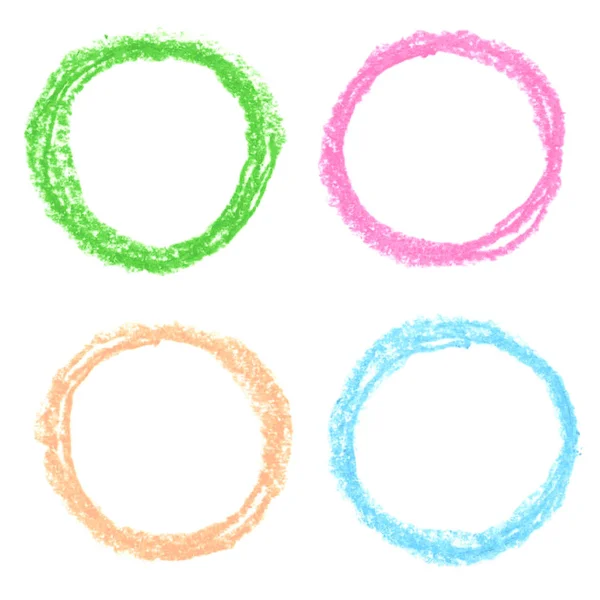 彩色圆形设计元素。纹理-多色粉彩归因的蜡笔. — 图库矢量图片