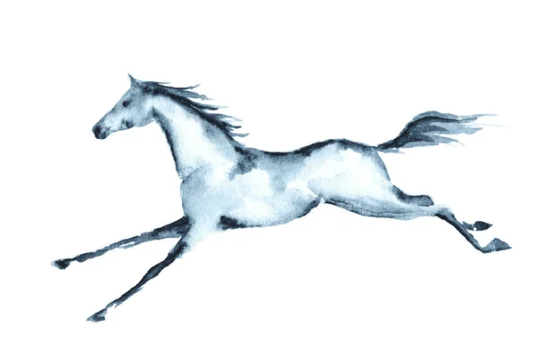 Wet watercolor galloping horse. — Stock Vector