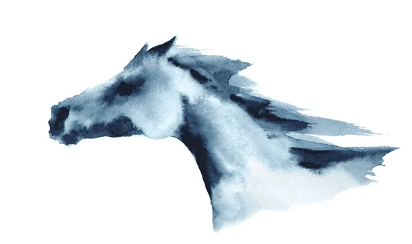 Tête aquarelle de cheval galopant . — Image vectorielle