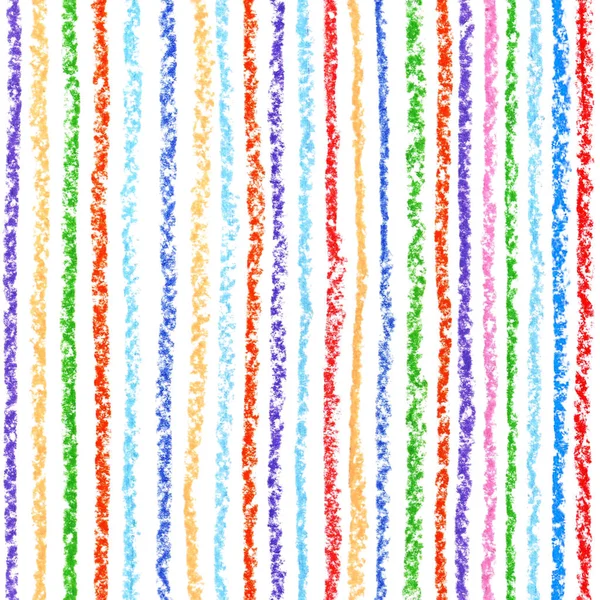 Pastelkrijt kleurpotlood gekleurde naadloze patroon met strepen op wit. — Stockfoto