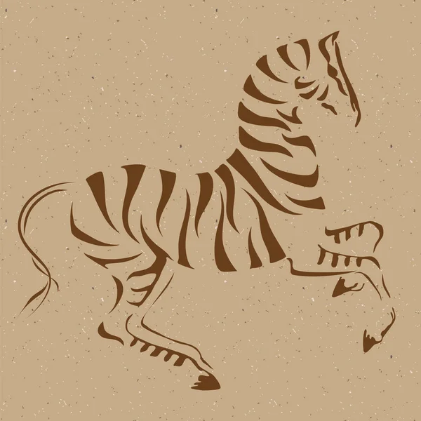 Hand drawn zebra on craft paper. — Stock Vector
