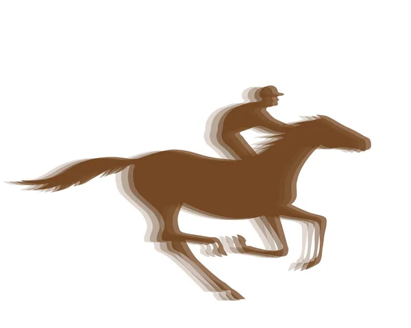 Jockey y caballo con efecto de medio tono de movimiento . — Vector de stock