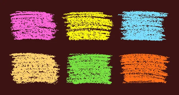 Ensemble d'éléments de conception de craie pastel crayon de couleur sur sombre . — Image vectorielle