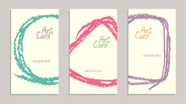 Set handgemaakte business voorbeeldkaarten met hand tekenen texturen. — Stockvector