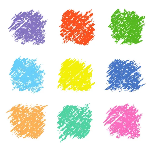 Ensemble d'éléments de conception carrés de crayon de cire colorée isolés sur blanc . — Image vectorielle