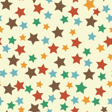 Retro renk pastel yıldızlar ile Seamless Modeli. 