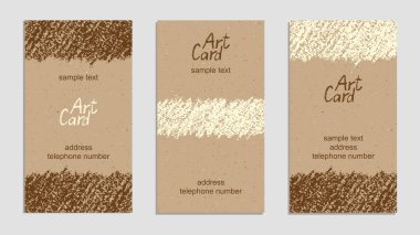 Vintage el yapımı kartvizit el çizim dokular ile kümesi. 