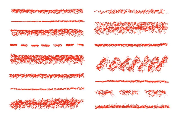 Conjunto de traços de cera vermelha crayon isolado em branco . — Vetor de Stock