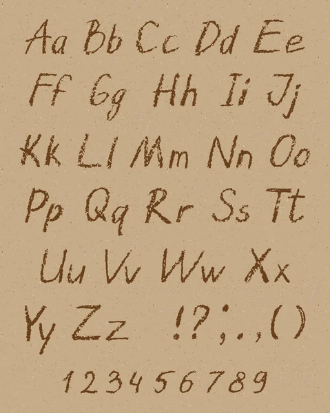 Alphabet dessin crayon cire pour enfant. Fonte de craie pastel sur papier artisanal fond transparent . — Image vectorielle