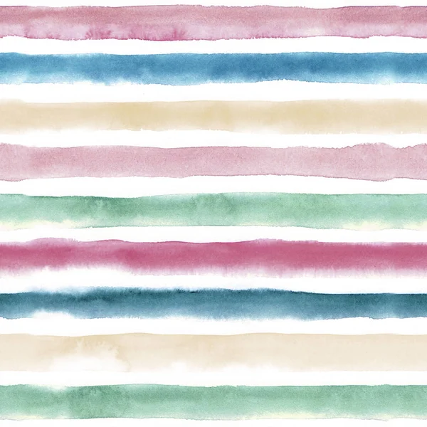 Watercolor seamless pattern with retro color stripes. — Stock Photo, Image