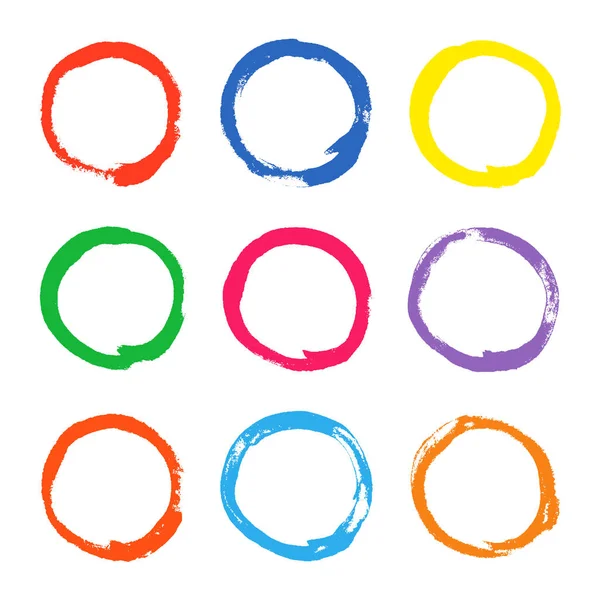 Boya mürekkep veya beyaz üzerine suluboya yuvarlak tasarım öğeleri. Komik daire kopya alanı kümesi. 