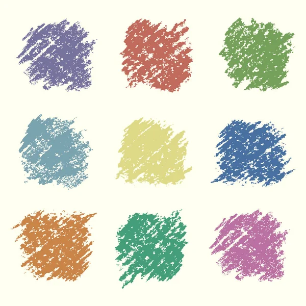 Ensemble d'éléments de conception carrés de crayon de cire de couleur rétro . — Image vectorielle