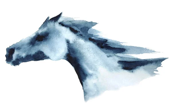 Tête aquarelle de cheval galopant . — Photo