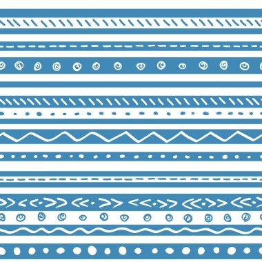 Mavi ve beyaz çizgili sorunsuz kış etnik desen. 