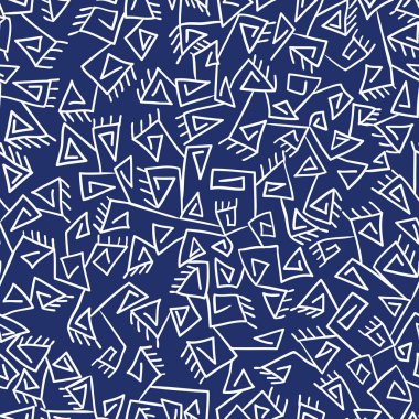 Kabile vintage dikenli etnik desen. Mavi ve beyaz vektör arka plan. 