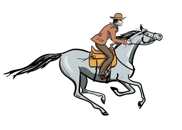 Caballo galopando jinete . — Vector de stock