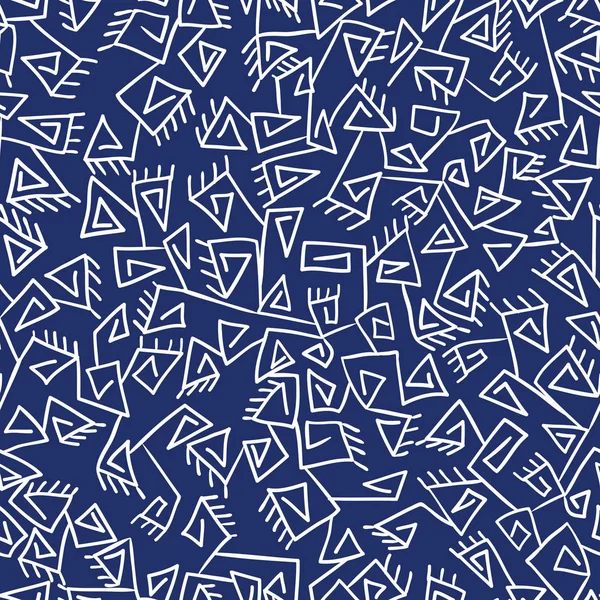 Tribal vintage motif ethnique épineux. Fond vectoriel bleu et blanc . — Image vectorielle
