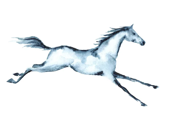 Hand painting watercolor galloping horse — Stock Photo, Image