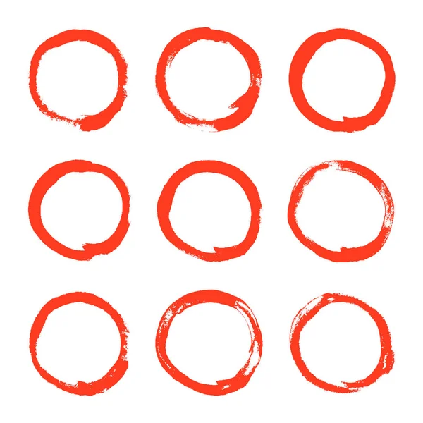 Mürekkep veya suluboya kırmızı yuvarlak tasarım öğeleri. 