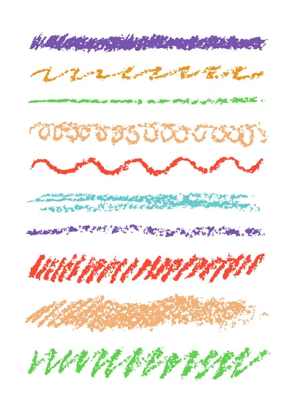 Набор цветных карандашных штрихов, изолированных на белом . — стоковый вектор