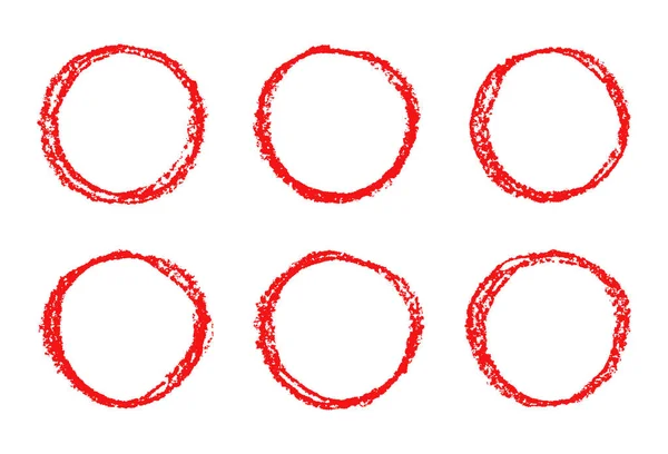 Kırmızı el çizimi yuvarlak tasarım öğeleri kümesi. — Stok Vektör