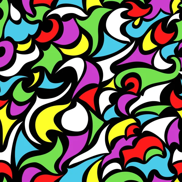 Ola abstracta patrón inconsútil colorido sobre fondo negro . — Vector de stock
