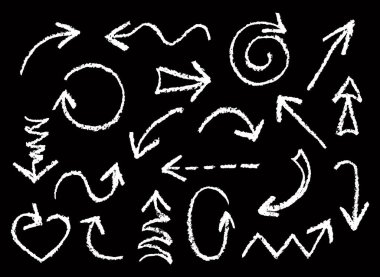 Elle çizilmiş Beyaz tebeşir dizi eğlenceli okları. 