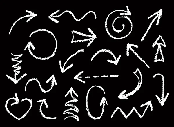 Elle çizilmiş Beyaz tebeşir dizi eğlenceli okları. 