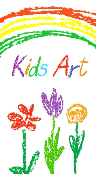 Çocuğun el çekilmiş kartı ile çim, çiçekler, gökkuşağı gibi renkli eşyalarabulaşmış. 