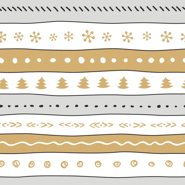Lustiges Weihnachtsmuster mit Schneeflocken, Baum, Punkten. — Stockvektor