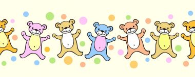 Komik oyuncak ayılar Dikişsiz desen veya noktalı kenarlık. 