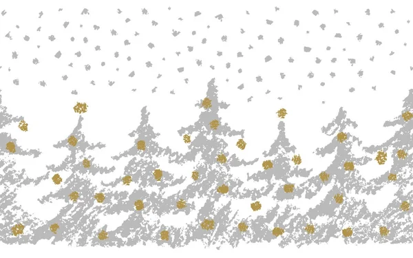 Arbre Noël Motif Sans Couture Avec Neige Dessin Main Coup — Image vectorielle