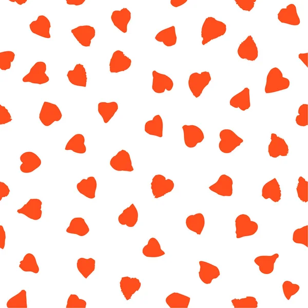 Seamless Pattern Cute Little Red Hearts Vector Valentine Day Background — Stock Vector